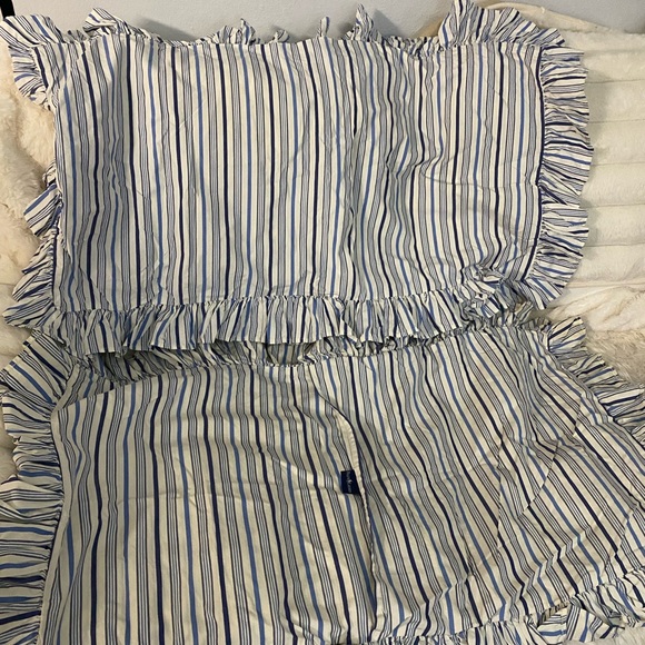 Ralph Lauren Vintage Blue Striped Pillow Shams - Picture 2 of 3